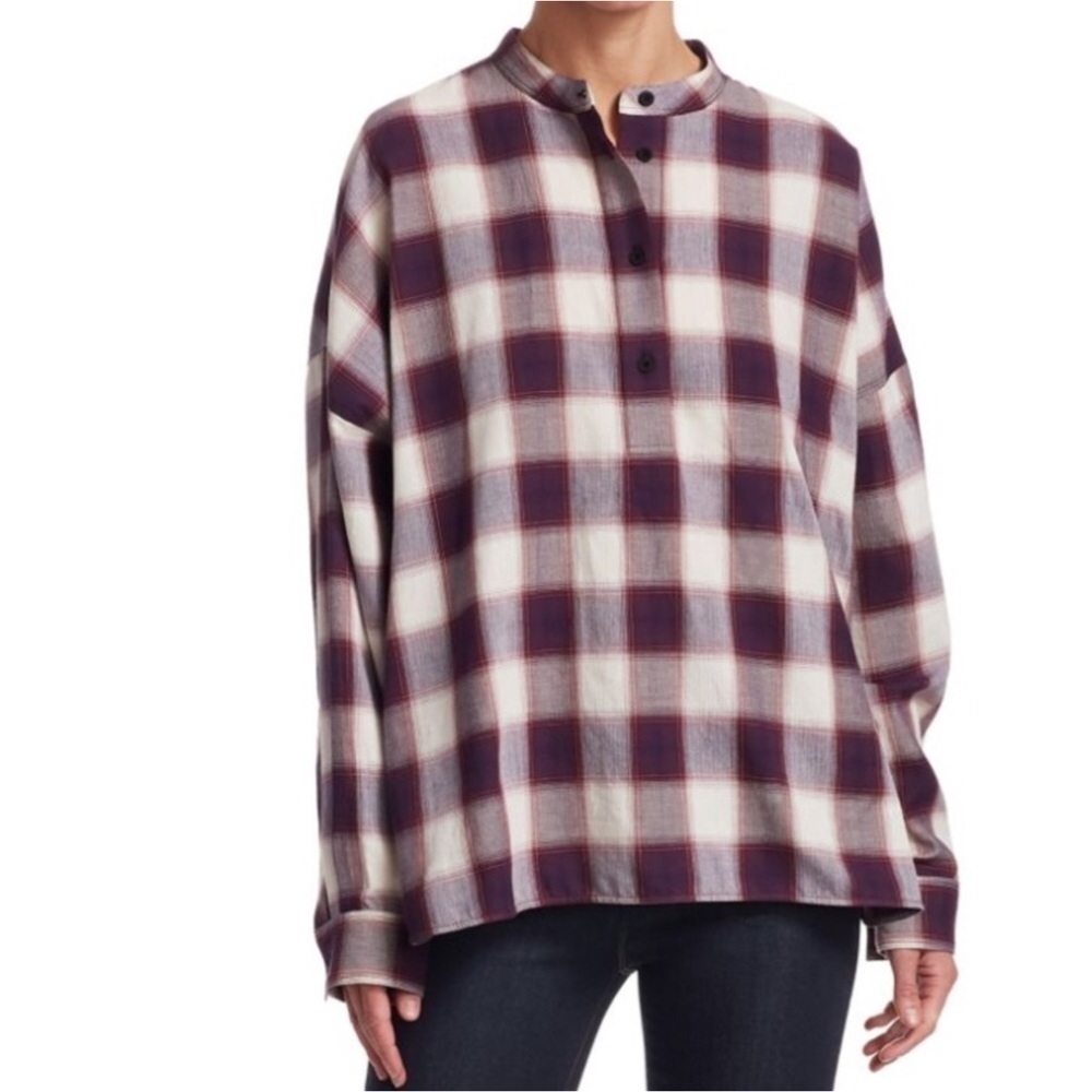 ELIZABETH AND JAMES Flint Oversized Plaid Cotton Shirt Size Small​​​​​​